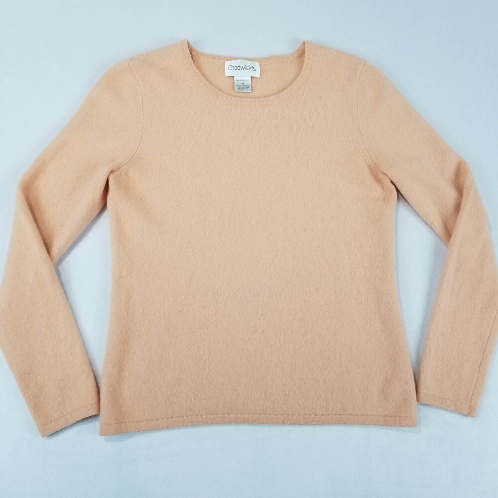 Chadwick's Sweater Womens Medium Beige 100% Cashmere Long Sleeve Pullover Soft